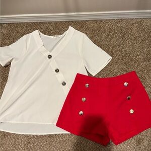 ANDREE BY UNIT White Short Sleeve Buttoned Top